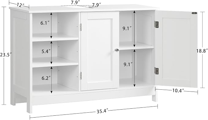 TEENFON 35.4" Pedestal Sink Storage Cabinet - Image 3
