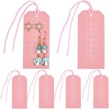 6Pcs Rectangle Pierced Stud Display Cards 32 Holes Portable PU Leather Earring - Image 7