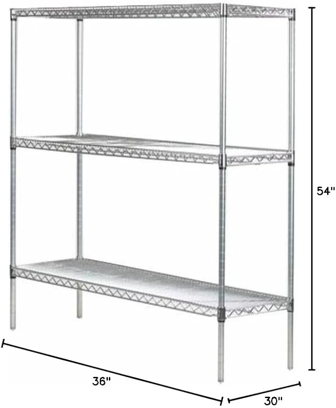Omega 30" Deep x 36" Wide x 54" High 3 Tier Chrome Starter Shelving Unit - Image 2