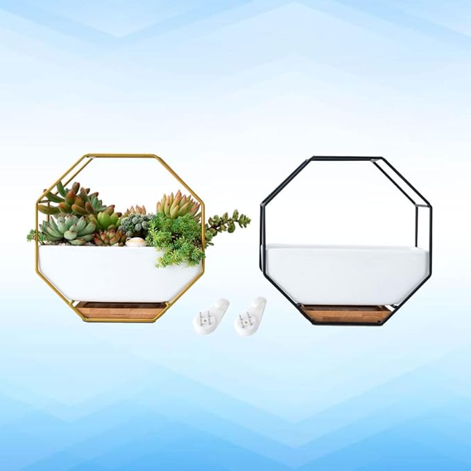 Hemoton Octagonal Geometric Wall Hanging Flower Pot Set - Image 6