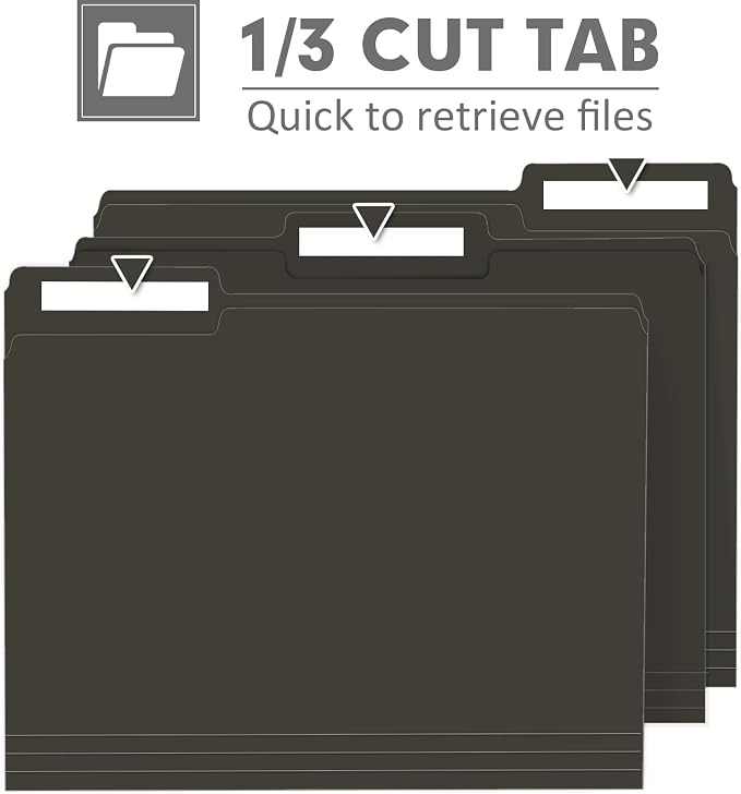 File Folder, PANDRI 120 Pack File Folder, 1/3 Cut Tab, Letter Size, Filing - Image 3