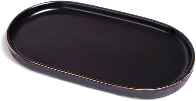 Ceramic Jewelry Dish, Perfume Vanity Tray, 7x4 Decorative Catch All Bowl by HANKOR