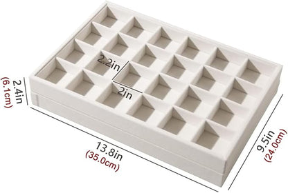 Coward 2PC Stackable 24 Gird Jewelry Organizer Tray Necklace Earring Box - Image 6