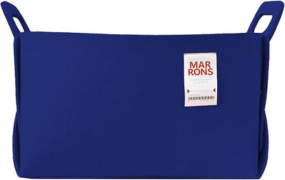 Collapsible Felt BLUE Storage Bin Large 14.6"x9.4"x9.4" – Foldable Basket by MARRONS