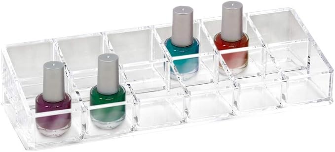 Isaac Jacobs Clear Acrylic 12 Compartment Nail Polish Holder, Organizer - Image 3