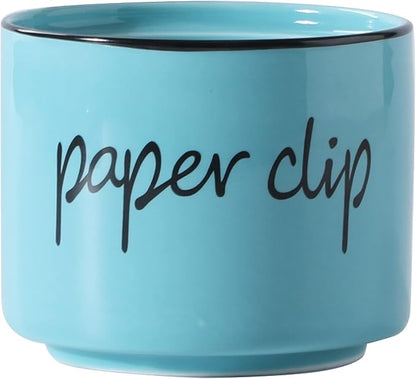ONTUBE Farmhouse Paper Clip Holders, Ceramic Binder Clip Dispenser Organizer by ONTUBE