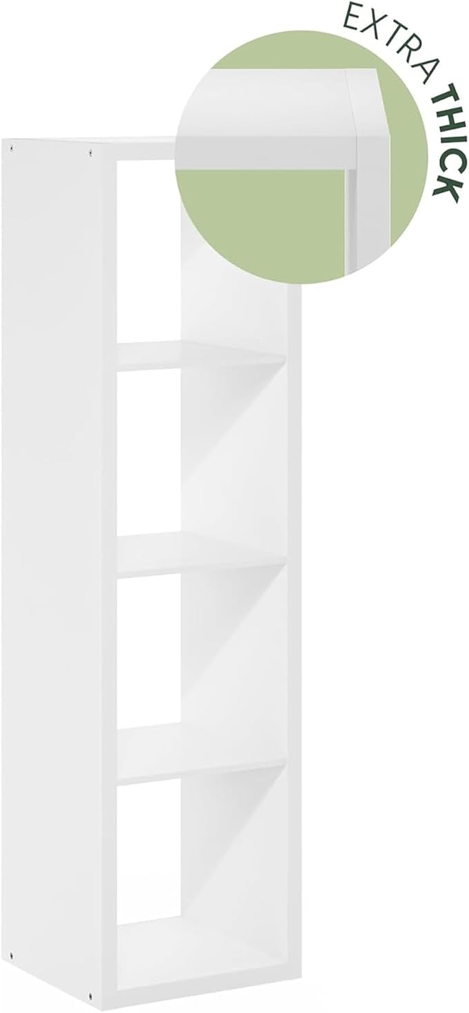 Furinno Cubicle Book Shelf, Vertical 4-Cube Bookshelf, Extra Thick Frame - Image 9