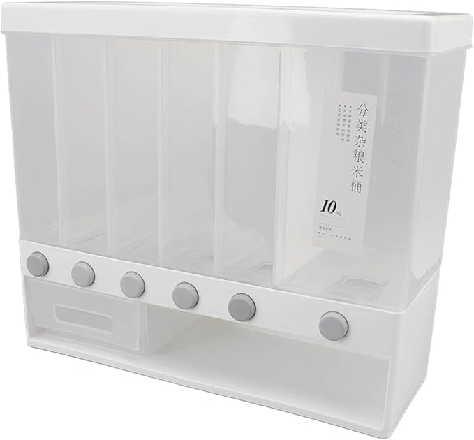Acouto Wall Mounted Cereal Dispenser 10L Rice Dispenser Wall Mounted 6 Grid - Image 5