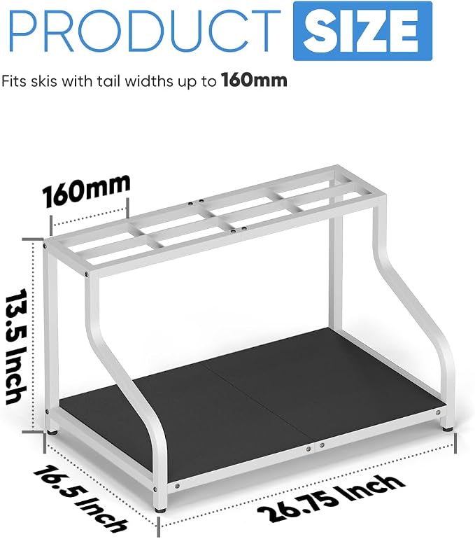 Ski Storage Rack for Garage — Freestanding Ski Holder for 4 Pair Skis, Indoor - Image 2