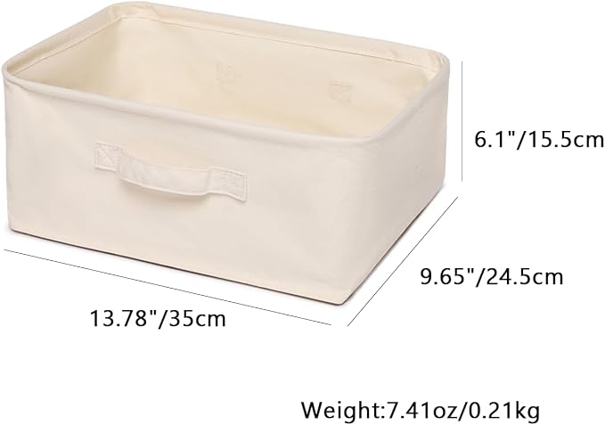 Foldable Storage Bins with Lids Cotton Canvas Rectangular Storage Box Ideal - Image 2