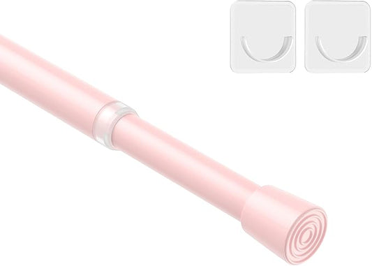 MEXAU 1Pack Spring Tension Curtain Rod 26-39 inch Pink Small Tension Rod | by MEXAUSPRINGCURTAINRODS