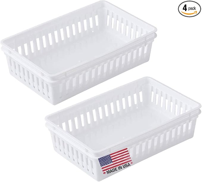 Tribello Plastic Bin Baskets for Organizing, Rectangle 9 x 6 x 2 by Tribello
