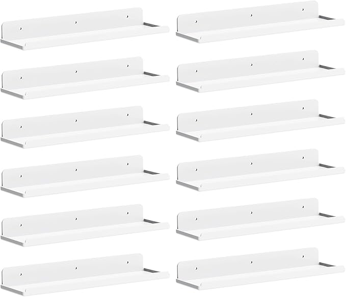 Lifewit Floating Shelves for Wall, 12 Pack White Acrylic Shelf 15" Room Decor by Lifewit