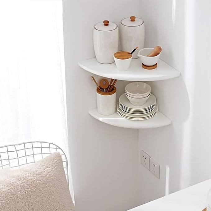 Corner Wall Shelves, Round End Wall Mount Display Shelf - Image 7