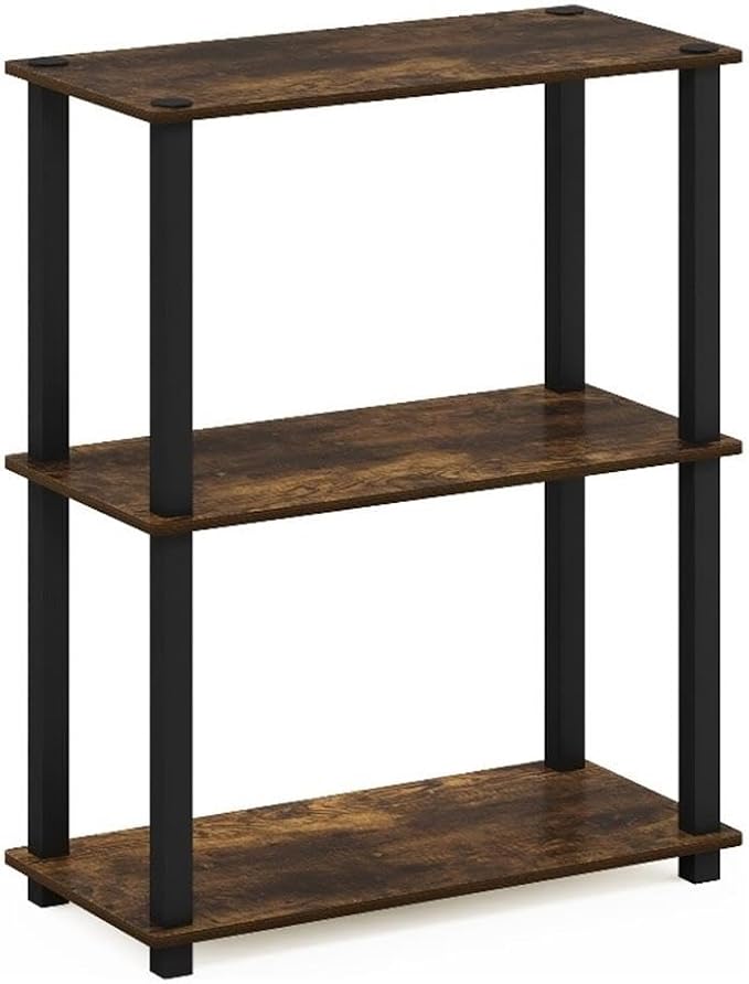 Furinno TURN-S-TUBE Storage Shelves, 3-Tier Book Shelf, Corner Shelf, Toolless - Image 4