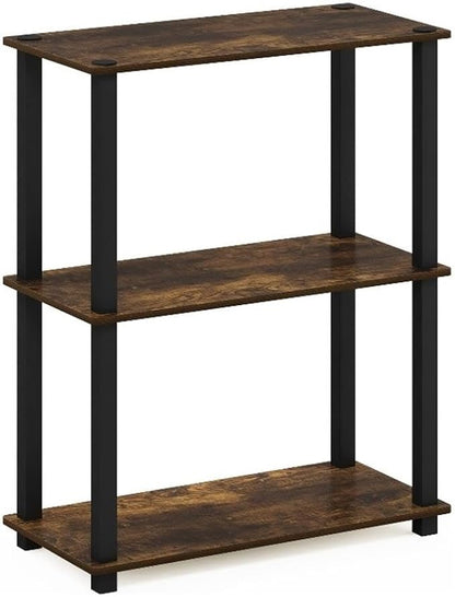 Furinno TURN-S-TUBE Storage Shelves, 3-Tier Book Shelf, Corner Shelf, Toolless - Image 4