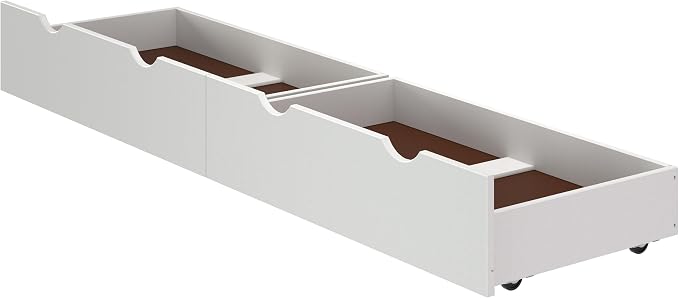 White Wood Underbed Storage Drawers on Wheels by AlaterreFurniture