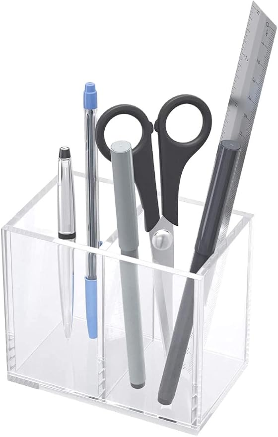 NIUBEE Acrylic Pen Holder 2 Compartments - Image 5