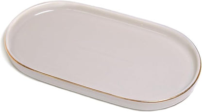 Ceramic Jewelry Dish, Perfume Vanity Tray, 7x4 Decorative Catch All Bowl by HANKOR