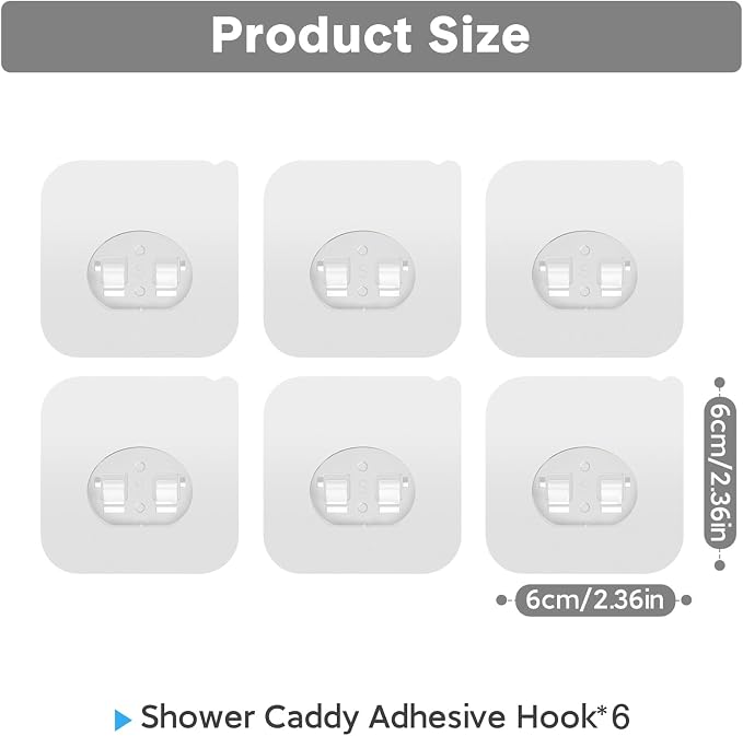 6 Pack Shower Caddy Adhesive Replacement, Strong Adhesive Hooks - Image 2