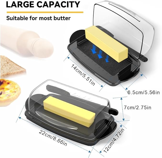 Butter Dishes with Lid for Countertop Refrigerator, Plastic Butter Dish Clear - Image 6