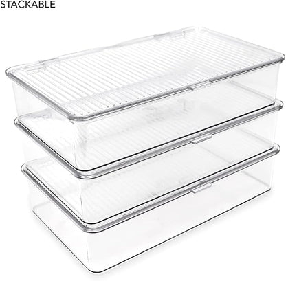 Isaac Jacobs Small Stackable Organizer Bin w Hinged Lid Clear Storage Box Home - Image 4