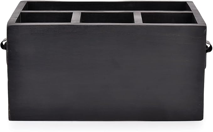 EDHAS Mango Wood 4 Compartment Flatware Caddy, Cutlery Utensil Holder - Image 3