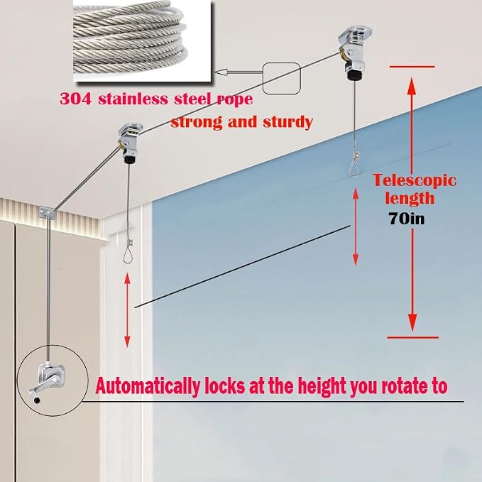 Plant Pulley Retractable Hanger Adjustable Heavy Duty Hanging Pulleys - Image 3