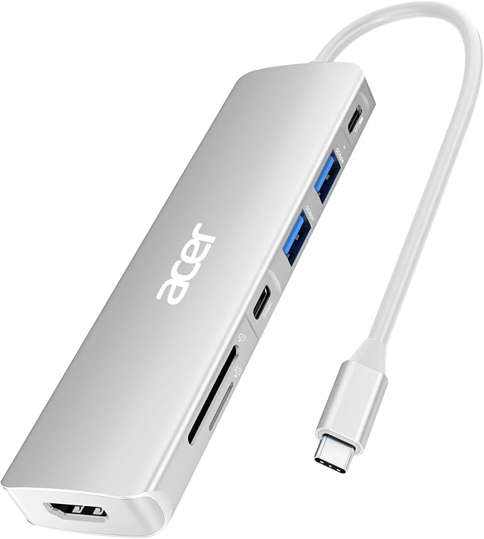 Acer USB C Dock, 7 in 1 USB-C to HDMI Hub, 2 USBA 3.1 GEN1 and 5Gbps Type-C by Unknown
