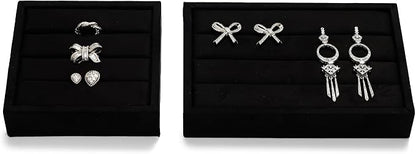 Black Velvet 3-Slots Jewelry Ring Display Tray Showcase Small Jewelry Display - Image 6