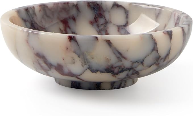 Luxury Natural Marble Decorative Bowl – Medium 7-Inch Calacatta Viola Marble by Uniquetexturesthatnevergo