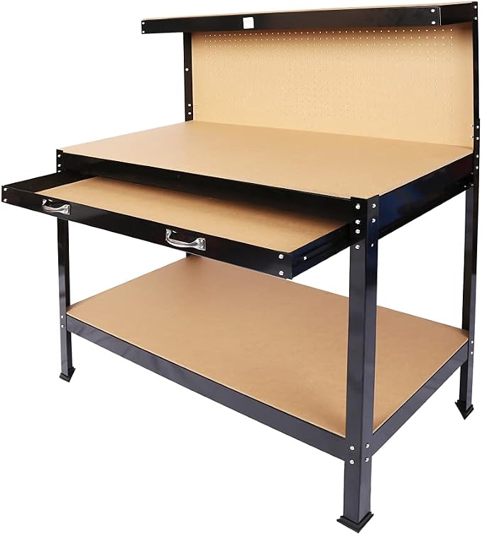 Wood Work Bench, 115cm Outdoor Wooden Workbench Garden Work Table, Potting - Image 5