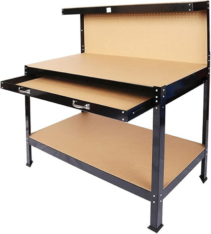 Wood Work Bench, 115cm Outdoor Wooden Workbench Garden Work Table, Potting - Image 5