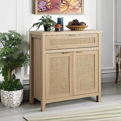 SICOTAS Sideboard Buffet Storage Cabinet, Rattan Accent Cabinet - Image 6