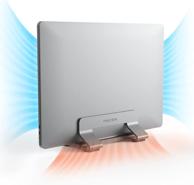 Aluminum Vertical Laptop Stand Dock Holder, Adjustable Slot Width 12-42mm - Image 5