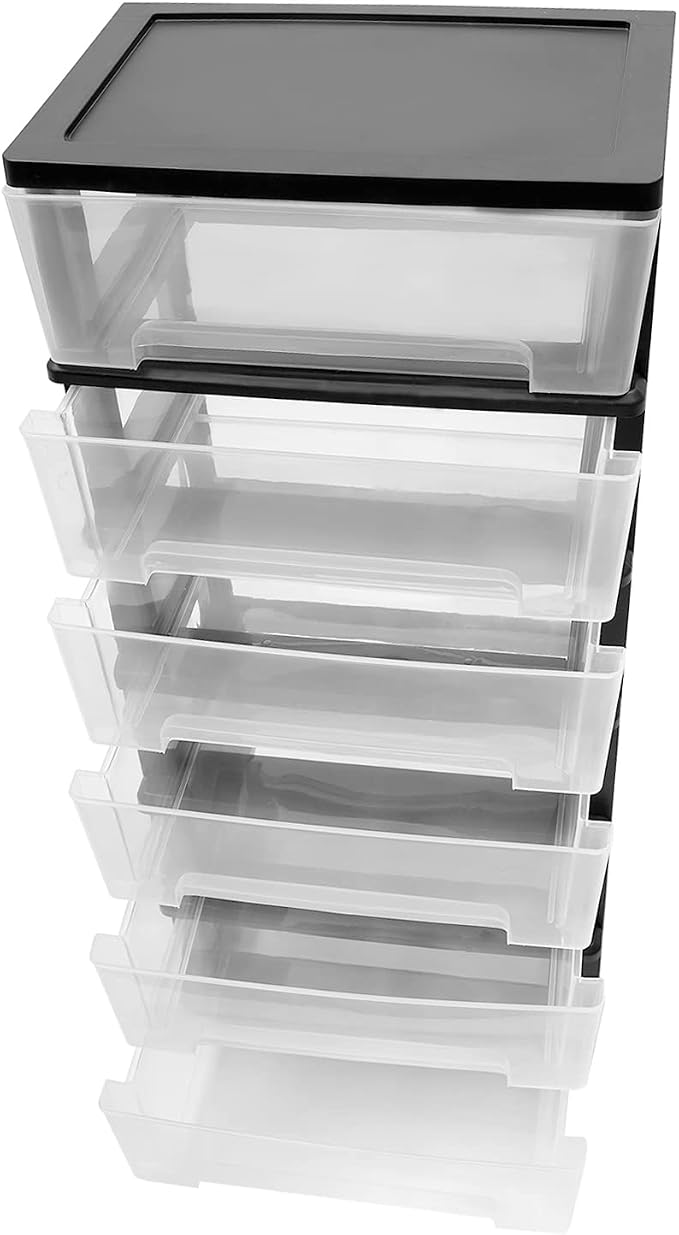6 Clear Drawer Storage Organizer Rolling Cart, Movable Storage Tower - Image 6