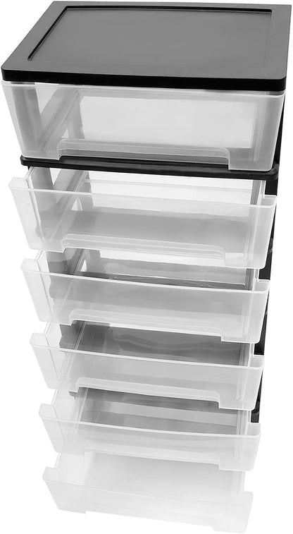 6 Clear Drawer Storage Organizer Rolling Cart, Movable Storage Tower - Image 6