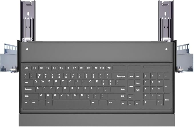 JINGCHENGMEI 1U Keyboard Tray 8" Deep -Universal 19" Rack Mount Sliding Shelf - Image 2