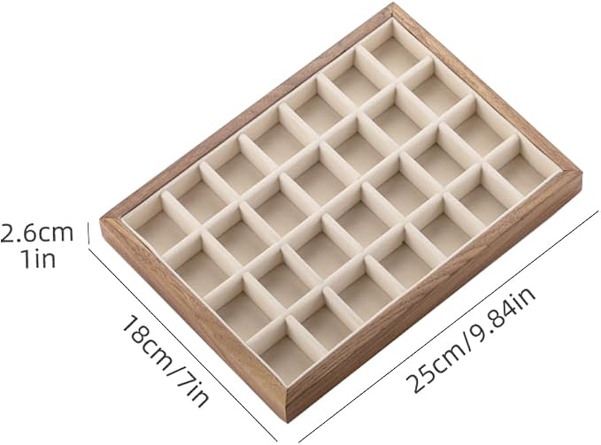 28-Grid Black Walnut Wooden Jewelry Tray - Image 2