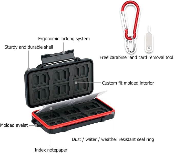 PROfezzion 48 Slots Weatherproof Memory Card Carrying Case Holder - Image 2