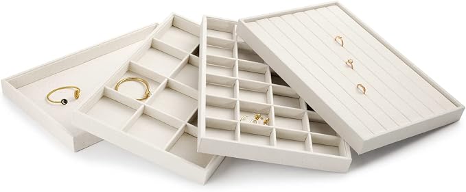 Oirlv Stackable 12 Girds Jewelry Trays Jewelry Storage Tray Showcase Display - Image 8