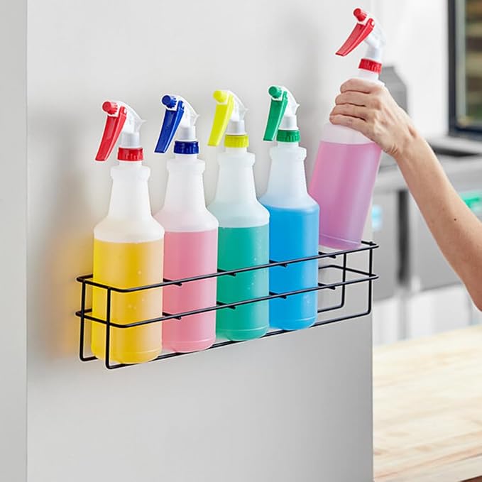 Up to Five 32 oz Spray Bottle Rack – Wall Mount Organizer | Heavy Duty Metal by TCDParts