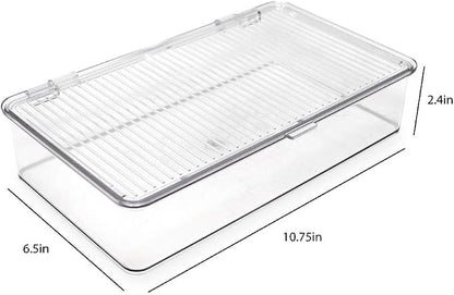 Isaac Jacobs Small Stackable Organizer Bin w Hinged Lid Clear Storage Box Home - Image 3