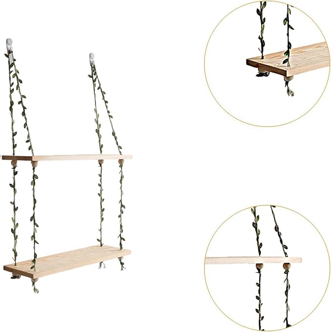 Wall Hanging Shelf Hanging Planter Rack Wooden Flower Pot Holder Decorative - Image 2
