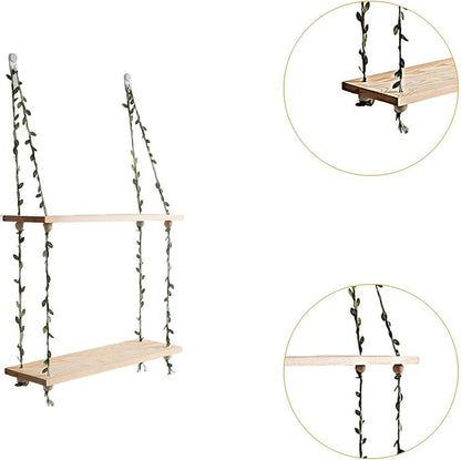 Wall Hanging Shelf Hanging Planter Rack Wooden Flower Pot Holder Decorative - Image 2