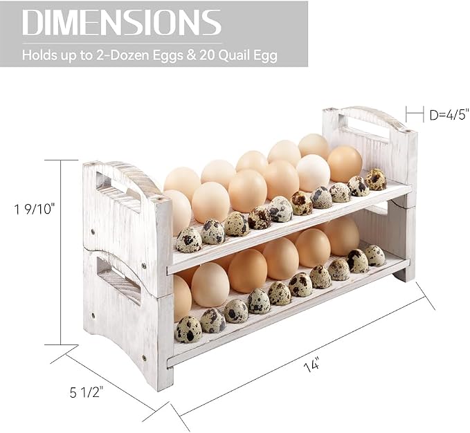 Wooden Egg Holder 2 Layer Fresh Egg Rack Holders Countertop Stackable Quail Egg - Image 2