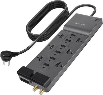 Belkin Surge Protector Power Strip w/ 12 AC Outlets & 8ft Long Flat Plug by Belkin