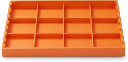 Oirlv Luxury Leather Jewelry Tray Orange Stackable Jewelry Drawer Organizer by Oirlv
