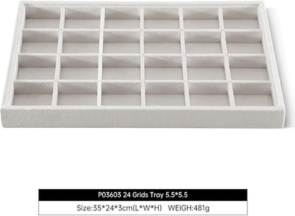 Velvet Stackable Jewelry Display Tray, 24 Grid Earring Ring Storage Tray - Image 2
