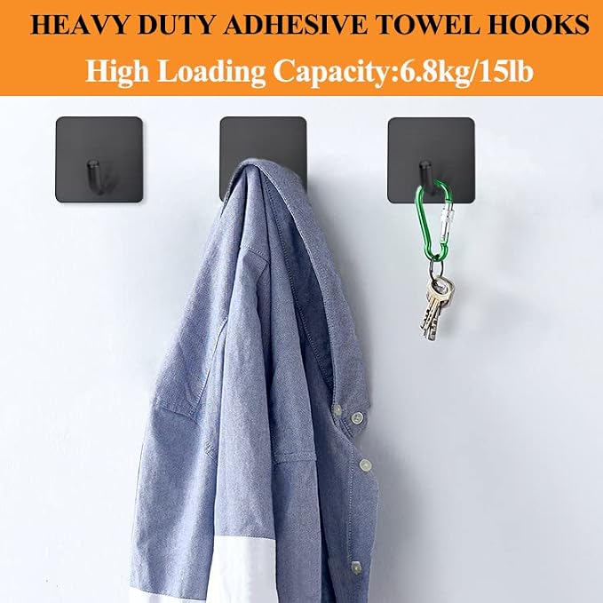FOTYRIG Adhesive Towel Hooks No Drill Wall Hooks Stick on Wall Hangers Shower - Image 8